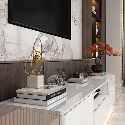 Meuble TV LED, console, centre multimédia, finition brillante