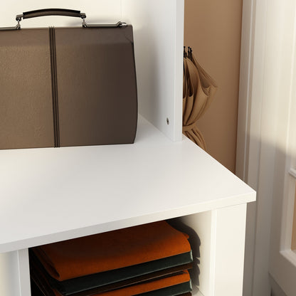 Meuble d'entrée 3 en 1 avec étagère à chaussures, porte-manteau et banc de rangement