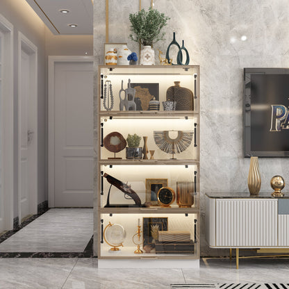 Vitrine vitrée à 4 niveaux avec éclairage LED