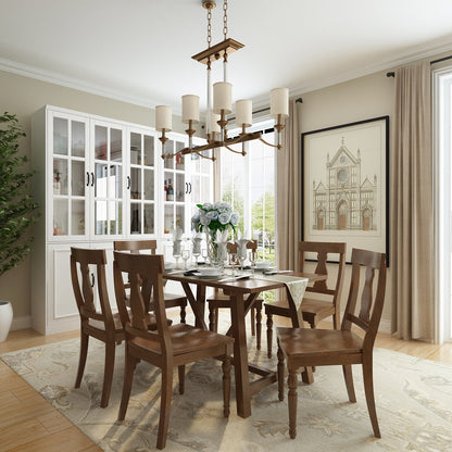 Vitrine d'angle avec étagère de rangement et bibliothèque, combinant 4 portes vitrées et 2 tiroirs