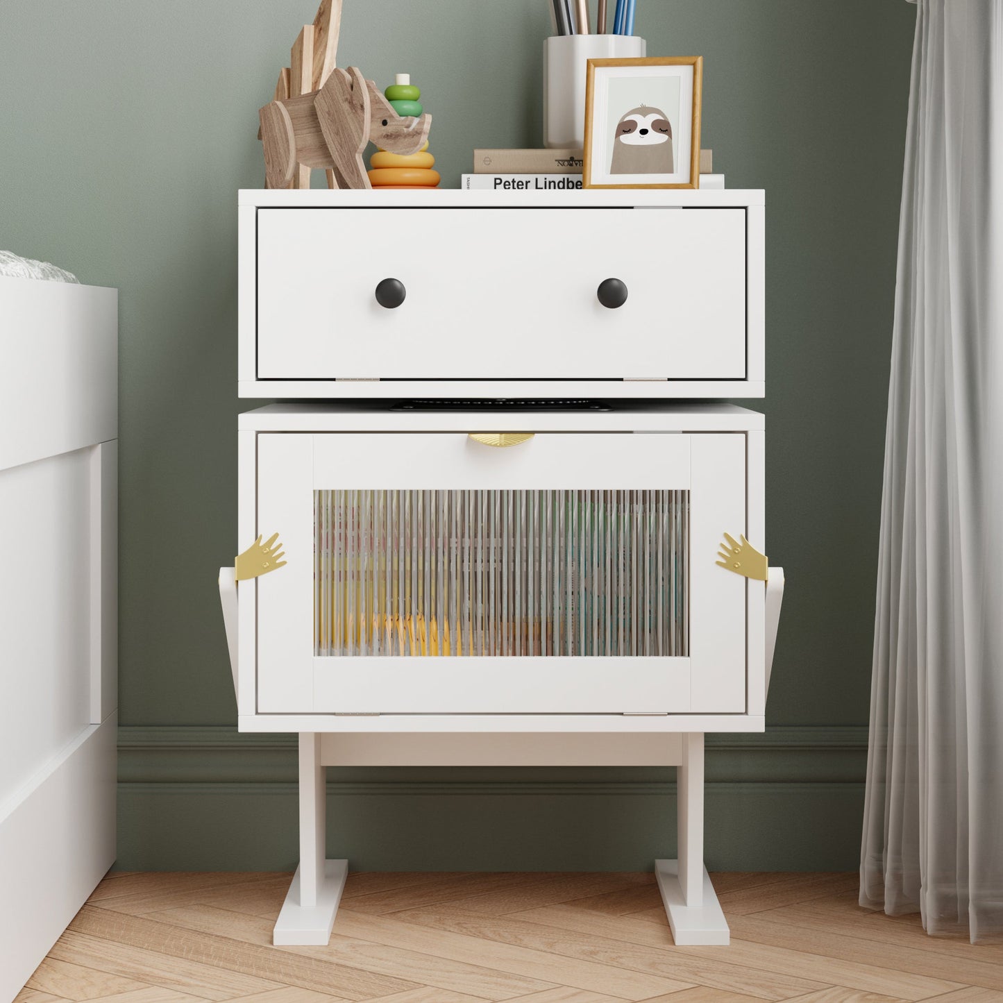 Table de chevet créative en forme de robot et rotation à 360°