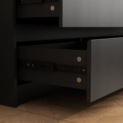 Buffet large à trois tiroirs avec rangement et 9 tiroirs