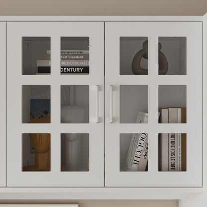 Bibliothèque à 11 tiroirs avec portes vitrées, 78,7 po H x 110 po L