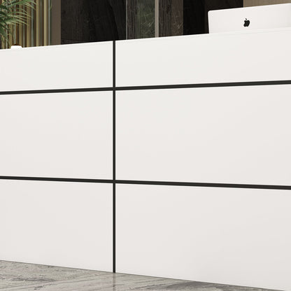 Bureau d'accueil rectangulaire en bois massif et composite