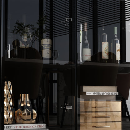 Vitrine de rangement avec éclairage LED et portes en verre trempé