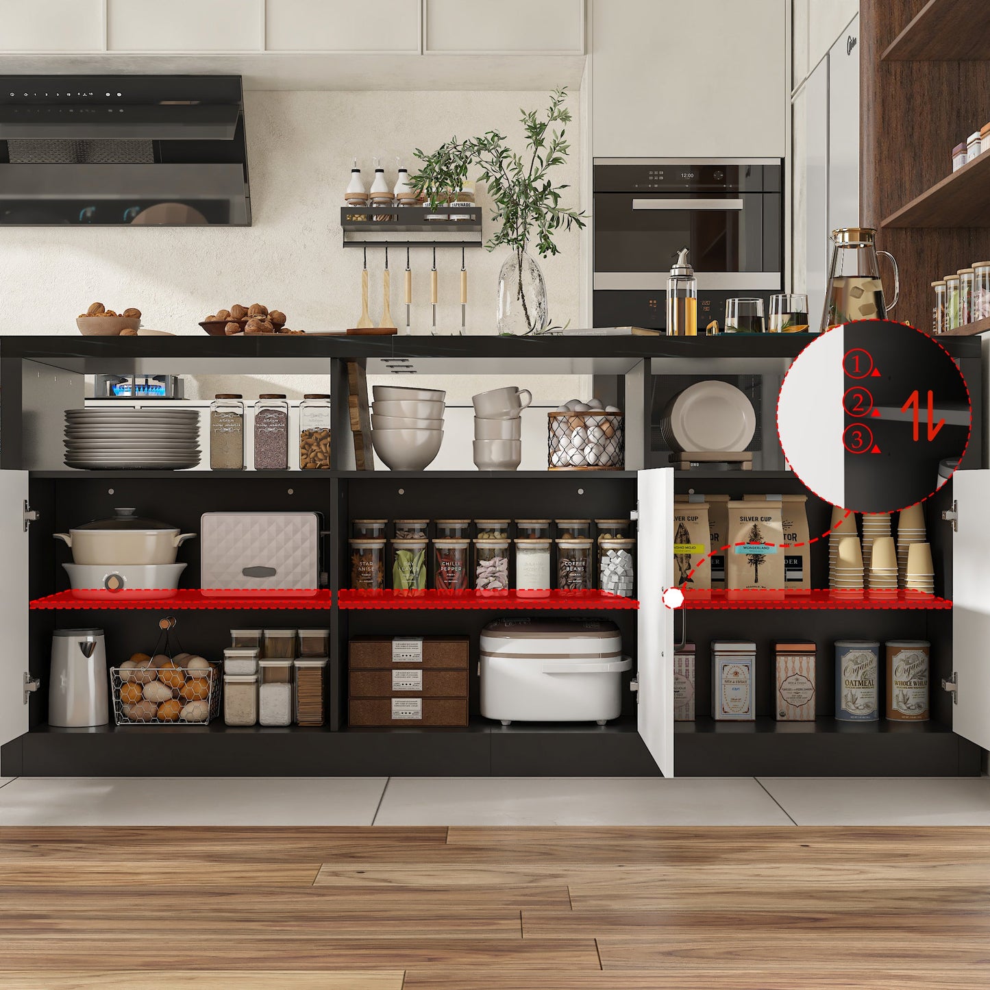 Îlot de cuisine double face de 78,7 cm de large