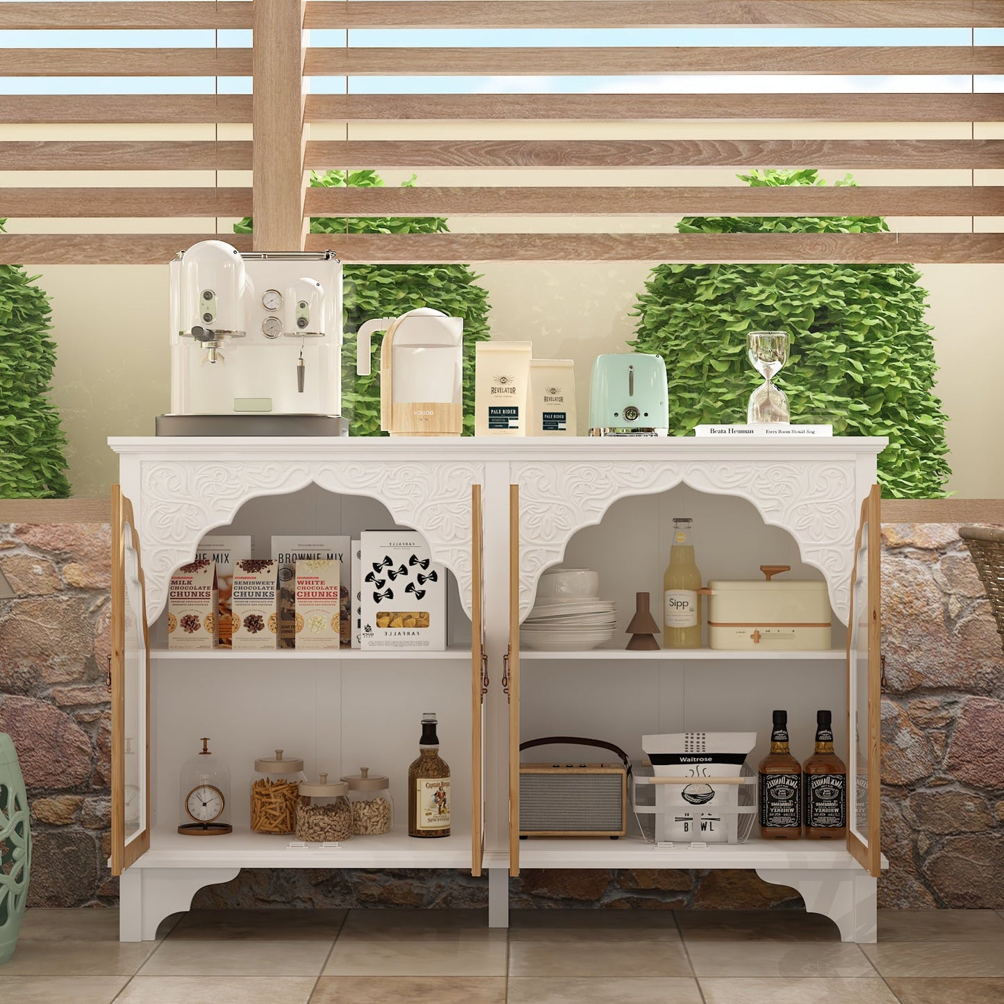 Buffet en bois massif de 60,2 pouces