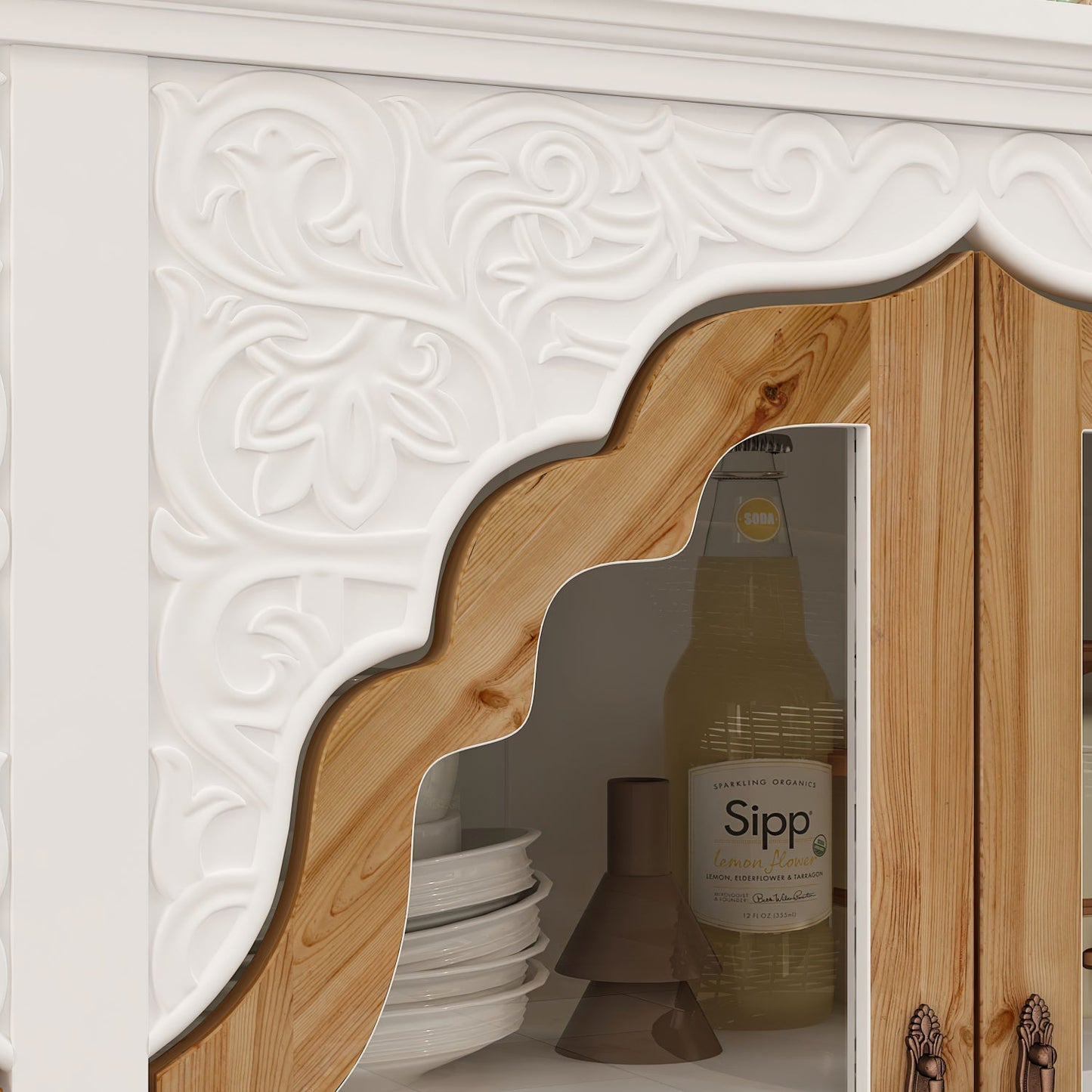 Buffet en bois massif de 60,2 pouces