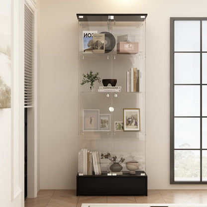 Bibliothèque vitrine transparente avec tiroir et serrure, 180 cm de hauteur x 70 cm de largeur