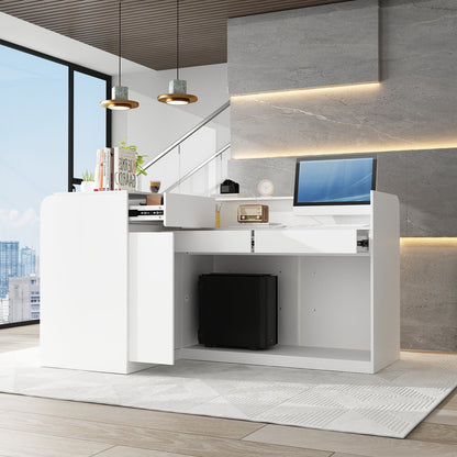 Grand comptoir d'accueil en forme de L avec 3 tiroirs