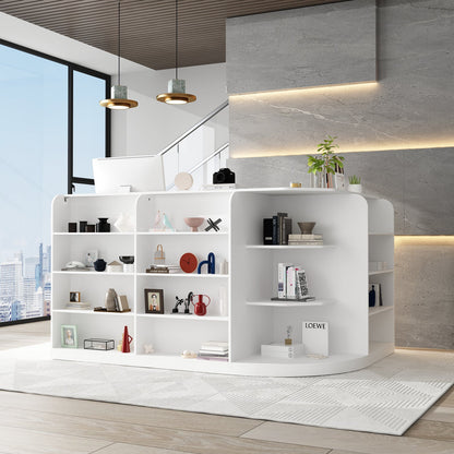 Grand comptoir d'accueil en forme de L avec 3 tiroirs