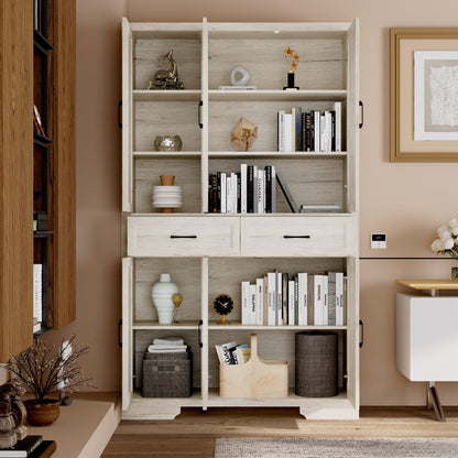 Meuble de rangement modulaire élégant : design épuré et combinaison de compartiments ouverts et fermés.