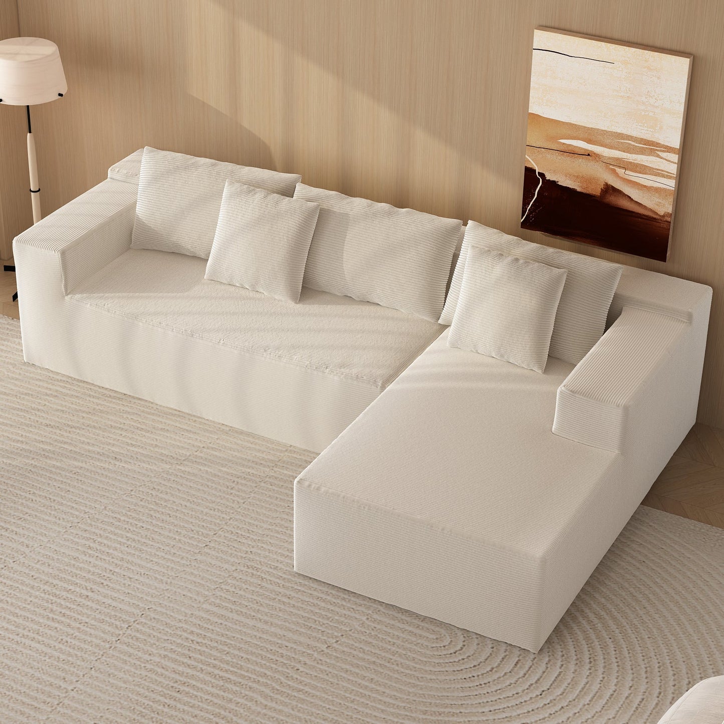 Canapé-lit rembourré de 106 pouces de large avec accoudoirs et deux coussins