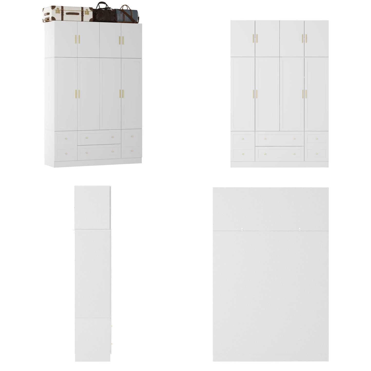 Armoire à 8 portes et 6 tiroirs avec meuble haut et design moderne