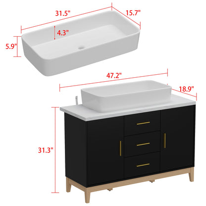 Meuble-lavabo simple sur pied avec plateau en bois composite