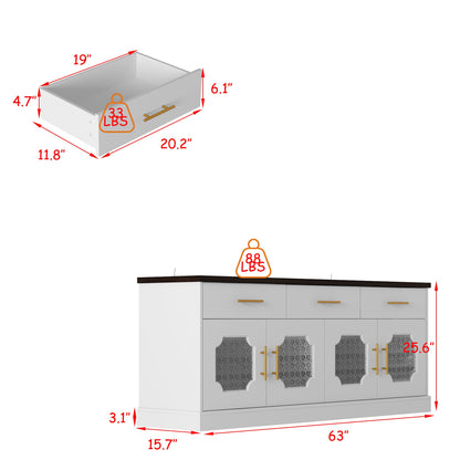 Buffet/meuble de rangement de 63 po de largeur