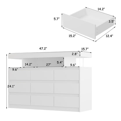 Commode à 9 tiroirs avec éclairage LED