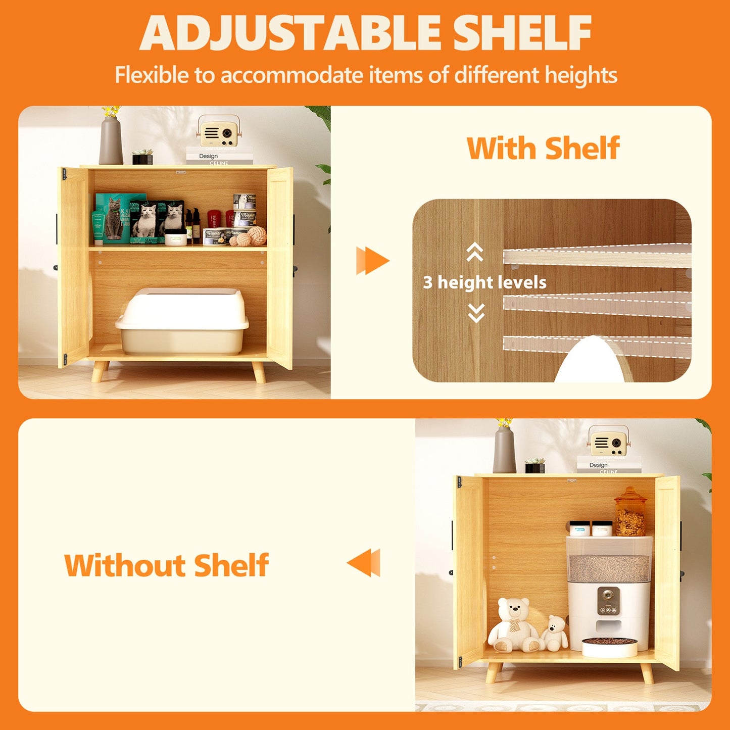 Enclos moderne pour bac à litière pour chat avec serrure et portes en sisal