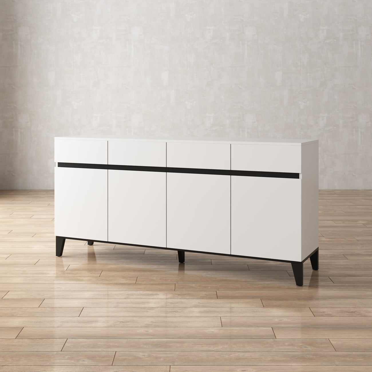 Buffet moderne à 4 portes et 4 tiroirs, meuble de rangement pour cuisine