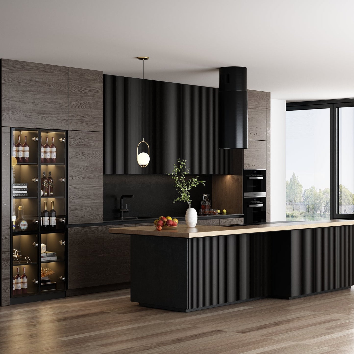 Vitrine de rangement avec éclairage LED et portes en verre trempé