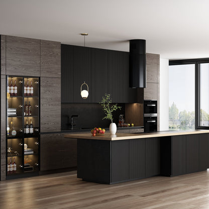 Vitrine de rangement avec éclairage LED et portes en verre trempé