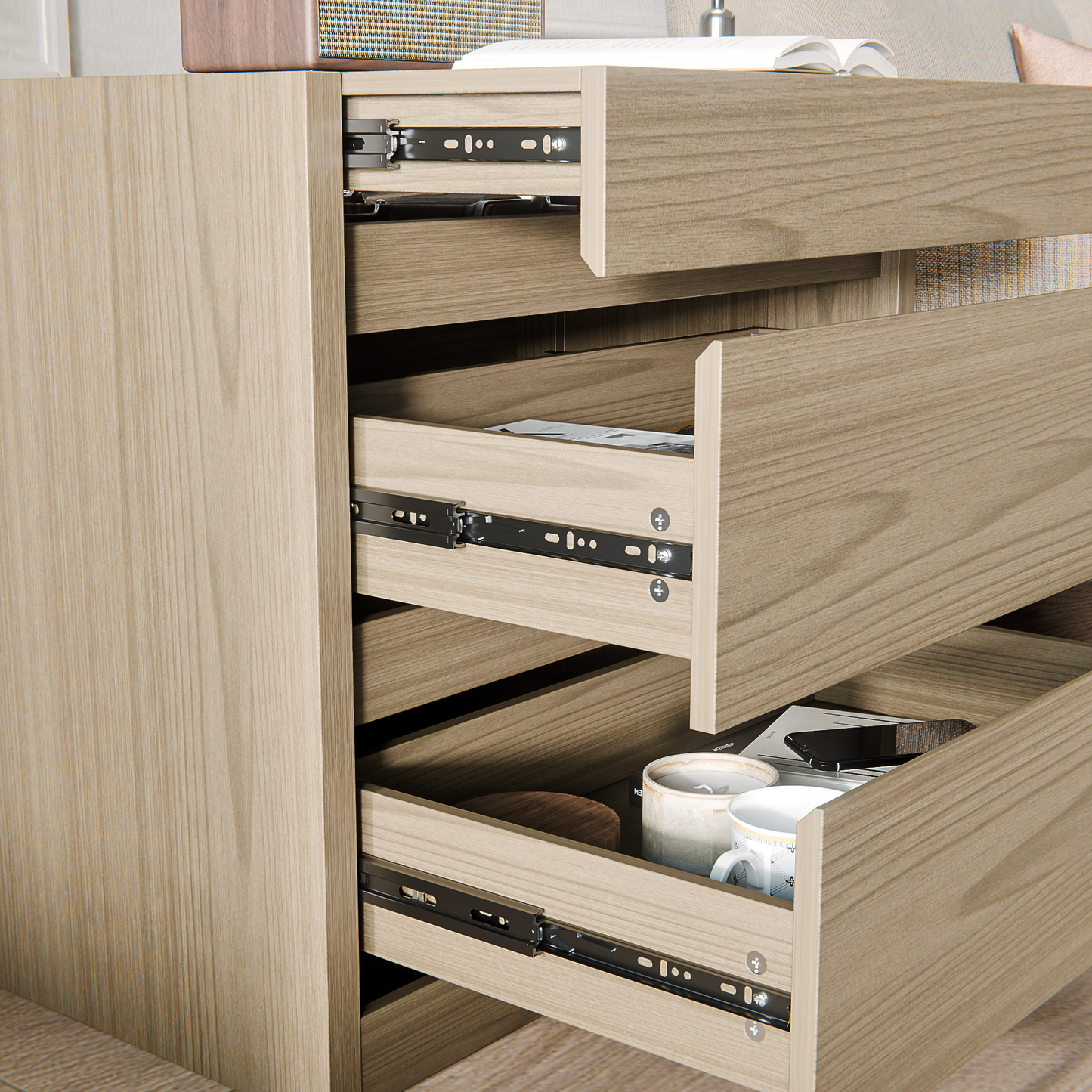 Table de nuit intelligente verrouillable avec tiroir à fusil