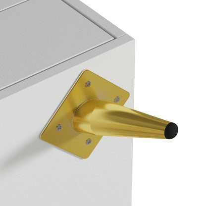 Table de chevet à 3 tiroirs avec pieds plaqués or pour petits espaces 