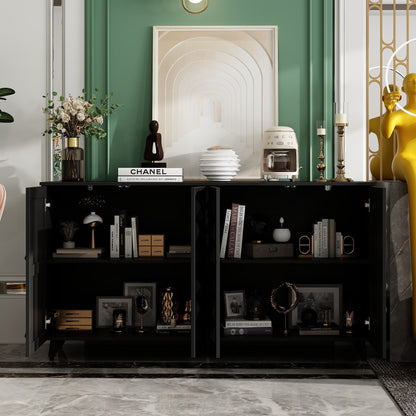 Commode à 4 portes avec pieds en métal