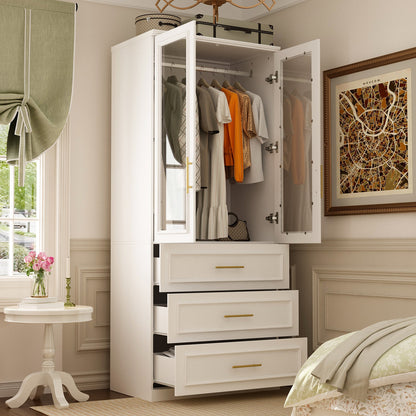Armoire modulaire de grande taille (74,8 cm) avec portes et tiroirs en verre