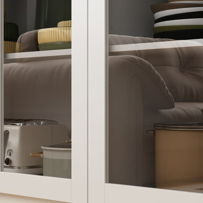 Bibliothèque haute à 6 portes vitrées et poignées coniques dorées