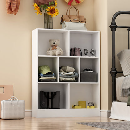 Meuble d'entrée, bibliothèque large pour enfants avec plusieurs compartiments et étagère à 3 niveaux 