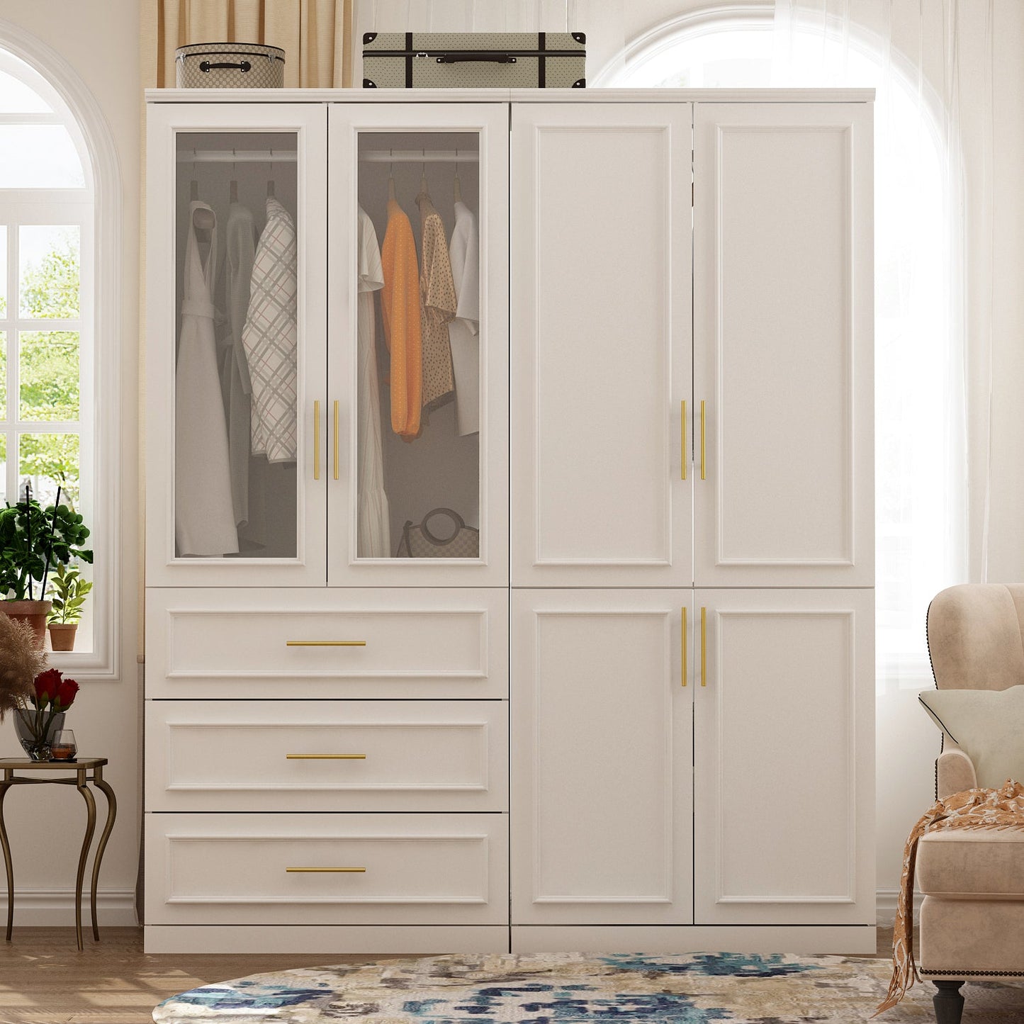 Armoire modulaire de grande taille (74,8 cm) avec portes et tiroirs en verre