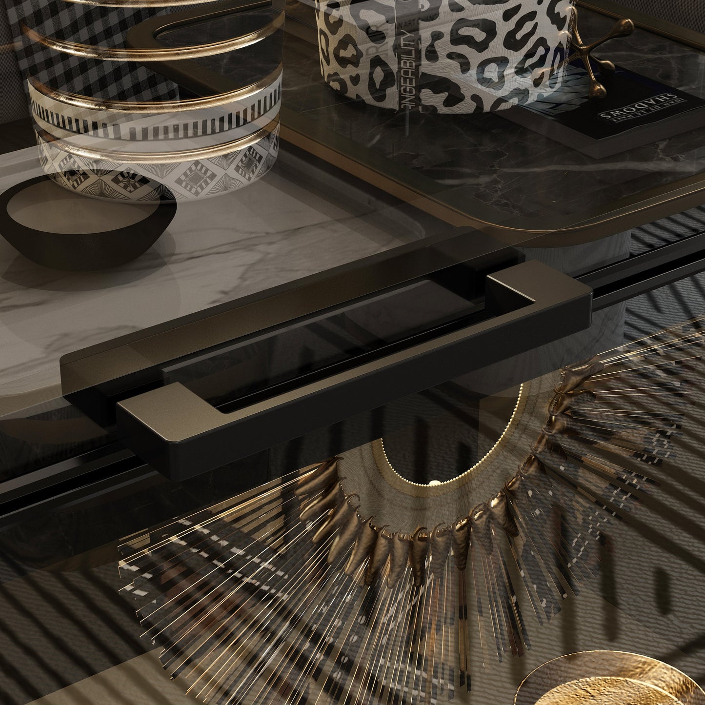 Vitrine vitrée à 4 niveaux avec éclairage LED