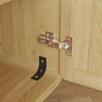 Buffet moderne du milieu du siècle avec portes en rotin et étagères réglables