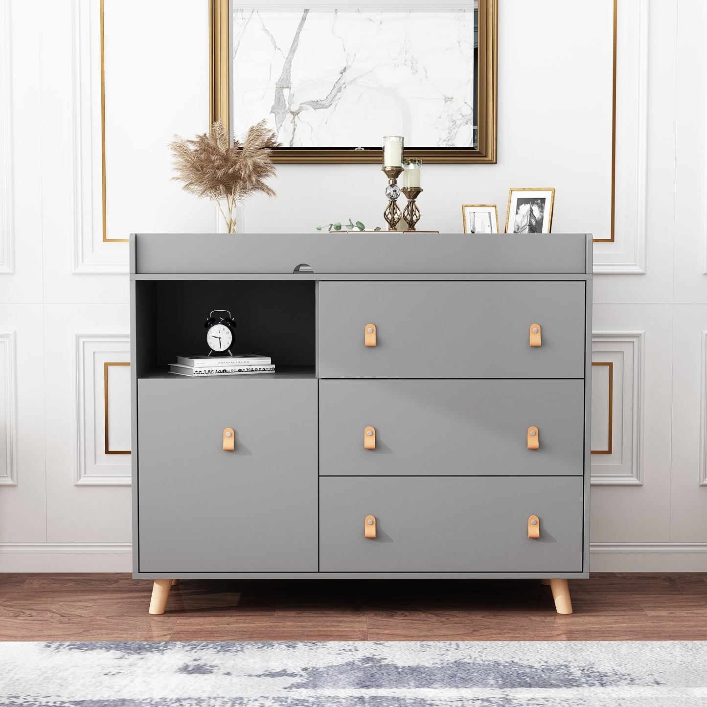 Table à langer pour bébé, commode à 4 tiroirs pour chambre d'enfant, table à langer