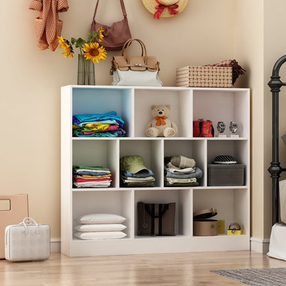 Meuble d'entrée, bibliothèque large pour enfants avec plusieurs compartiments et étagère à 3 niveaux 