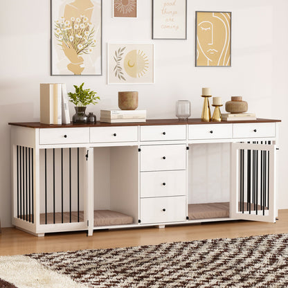 Meuble pour cage de grand chien avec 8 tiroirs