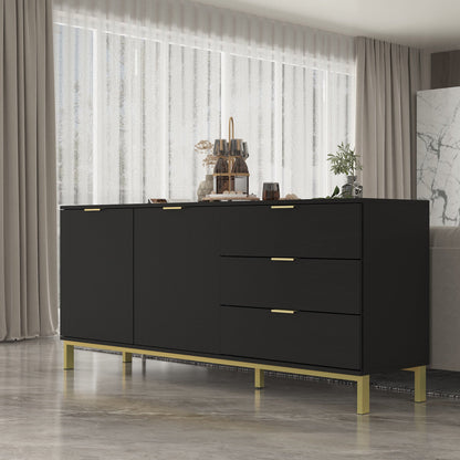 Buffet-bar à 3 tiroirs et 2 portes, meuble de rangement, crédence, coin café 