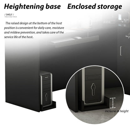 Bureau d'accueil en forme de L avec grands classeurs de rangement 