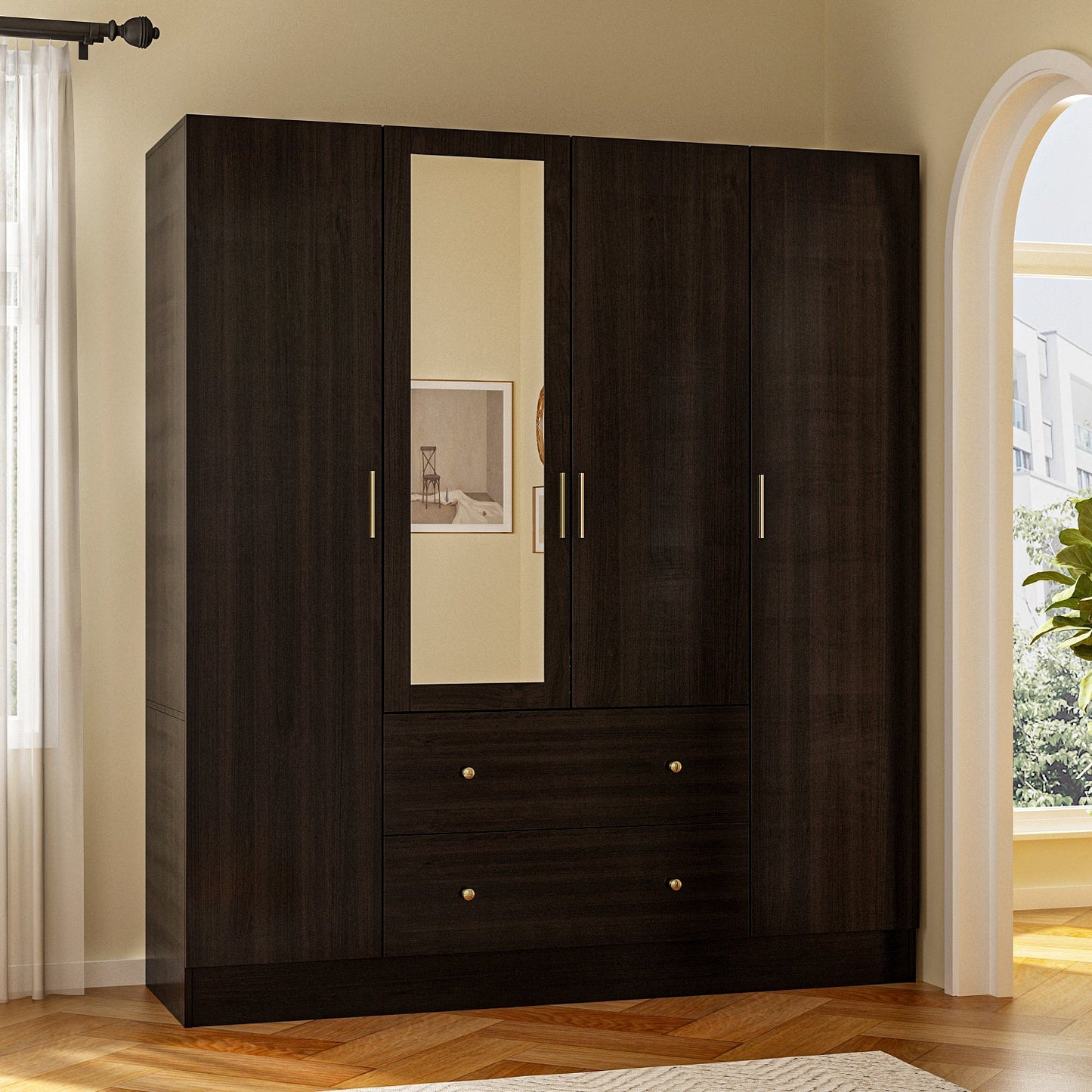 Armoire multifonctionnelle de grand rangement avec miroir