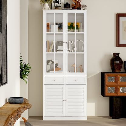 Bibliothèque avec portes vitrées et tiroirs, 78,7 po H x 31,5 po L