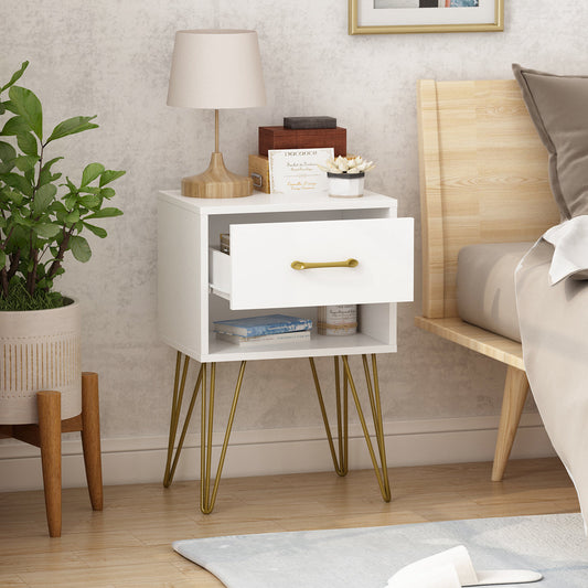 Table d'appoint, table de chevet, commode, mini table de chevet avec pieds dorés pour chambre à coucher 