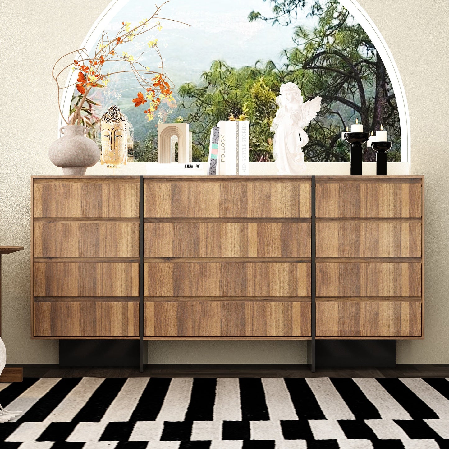 Commode moderne en bois à 9 tiroirs - Solution de rangement élégante pour la chambre et le salon