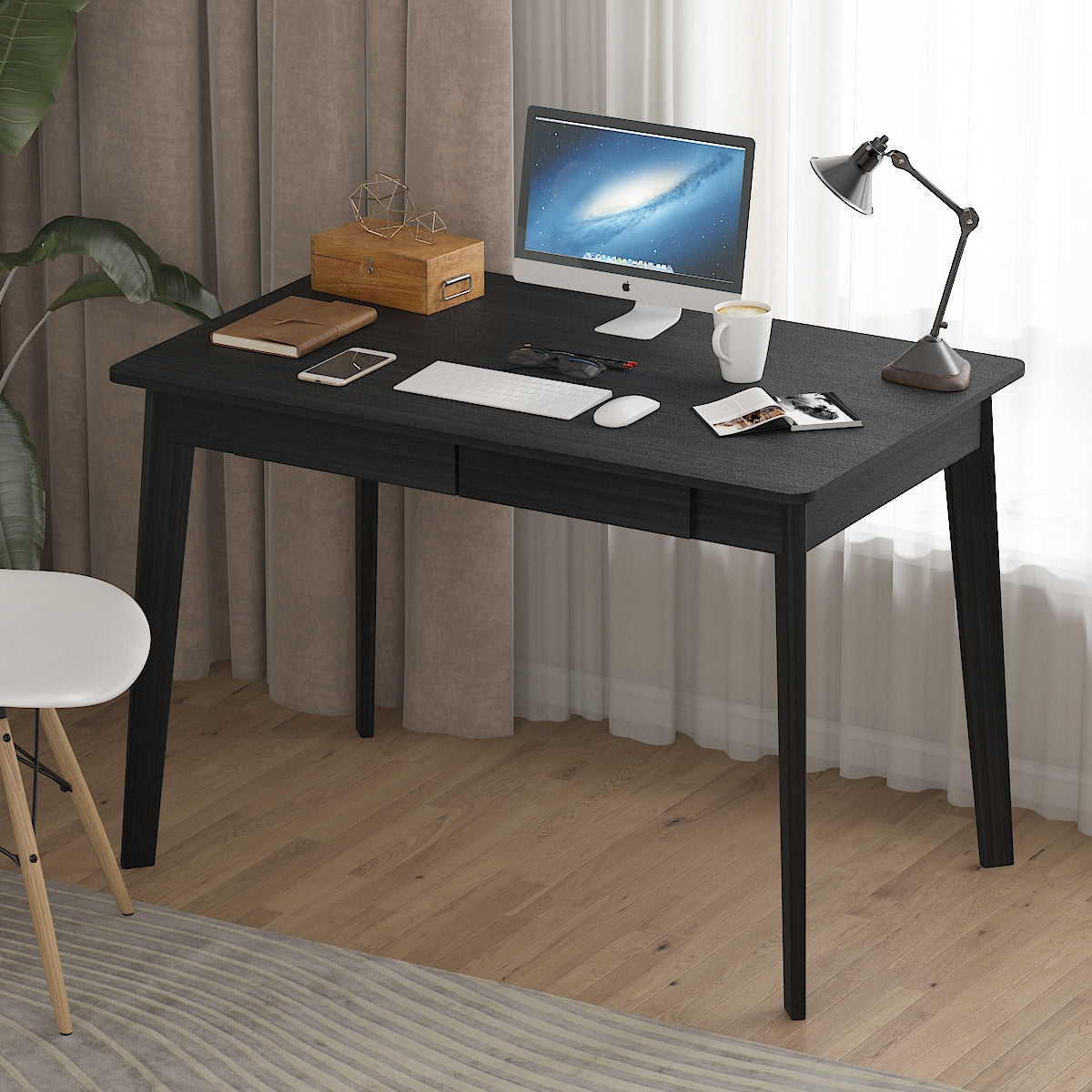 Bureau minimaliste en bois blanc, table d'étude pour bureau, 39,4 cm de large