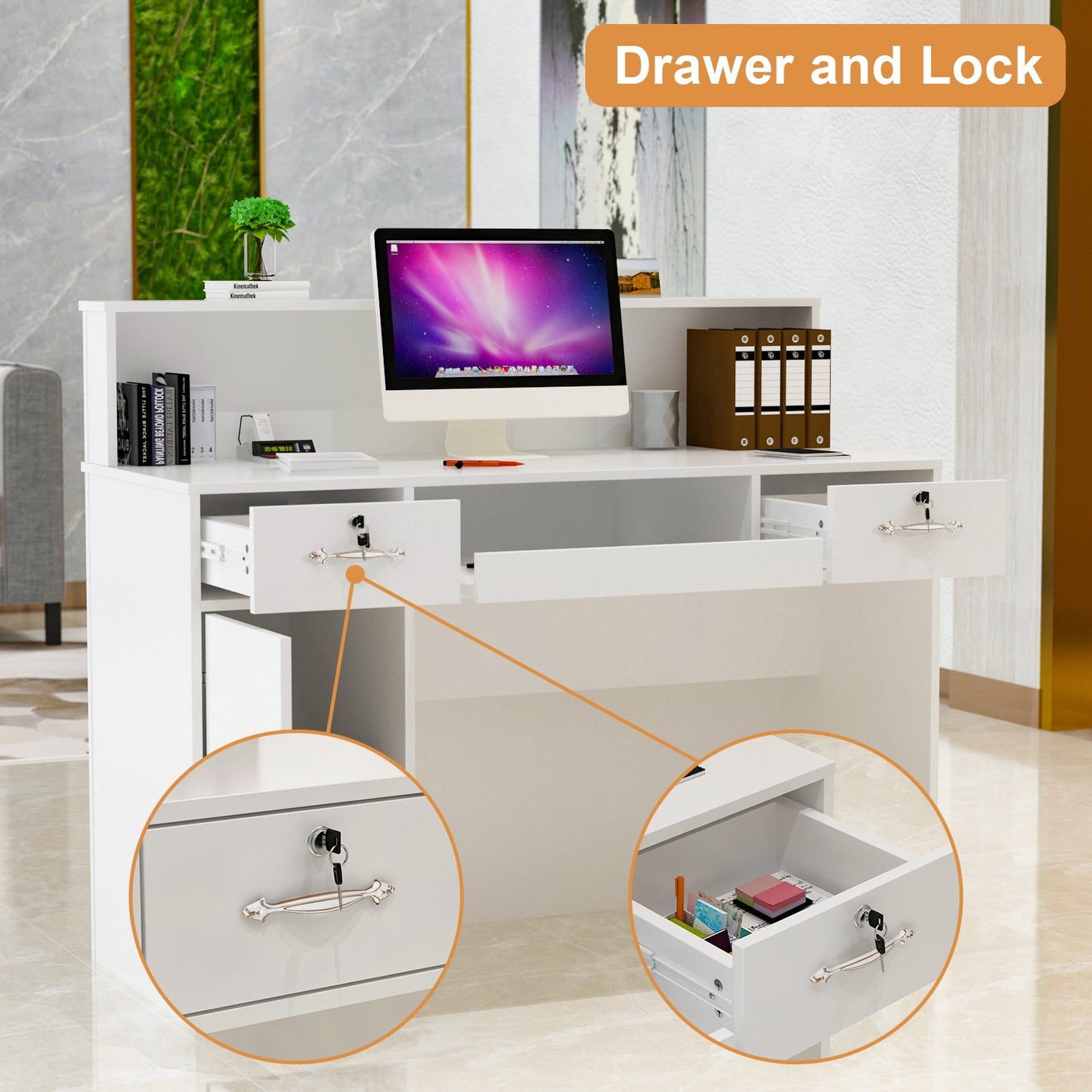 Comptoir de réception moderne avec éclairage LED pour entrée de hall 