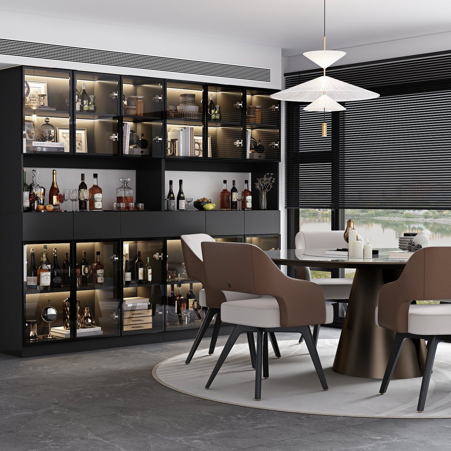 Vitrine de rangement avec éclairage LED et portes en verre trempé