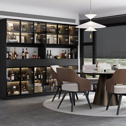 Vitrine de rangement avec éclairage LED et portes en verre trempé