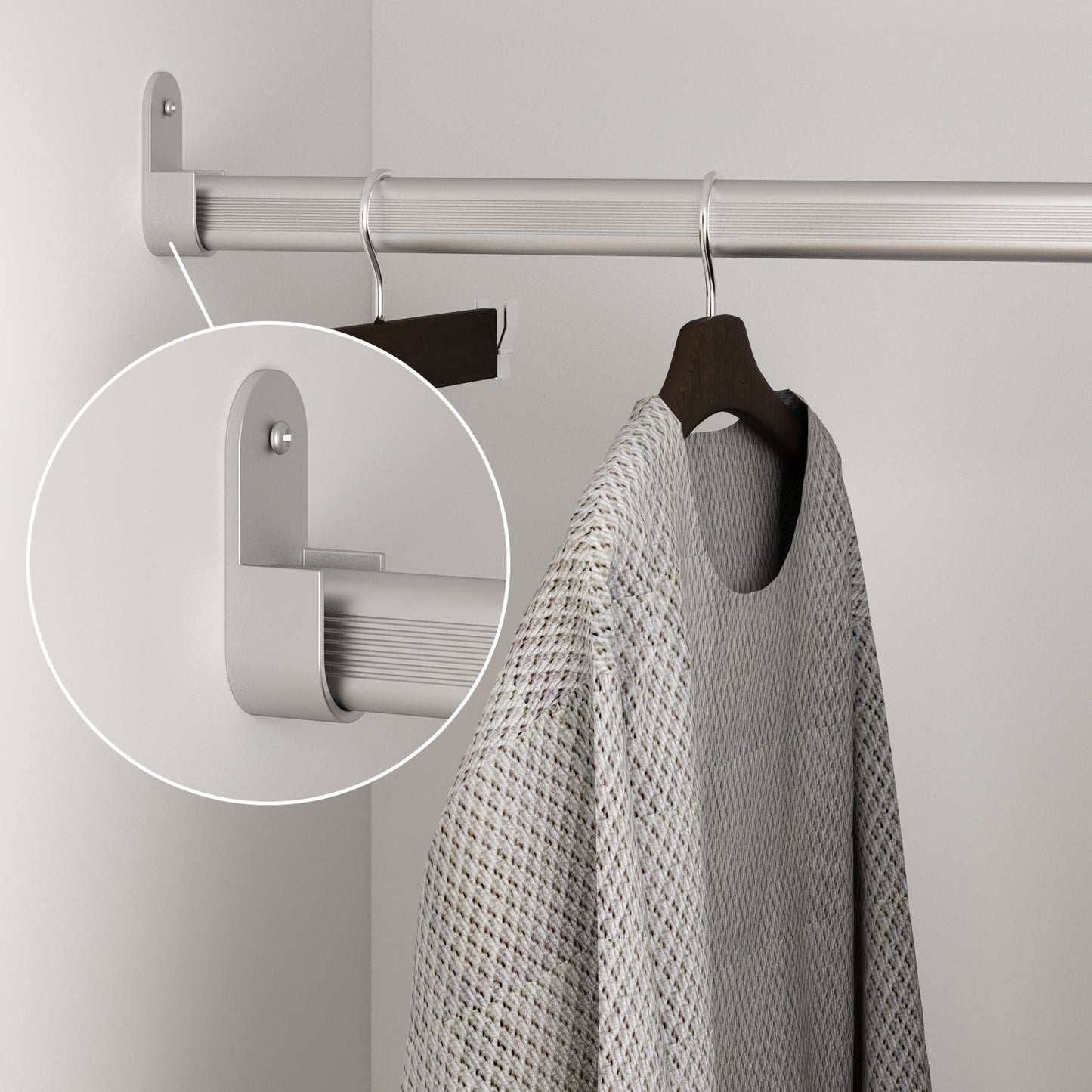 Armoire de rangement en bois manufacturé, grande penderie familiale avec barres de suspension