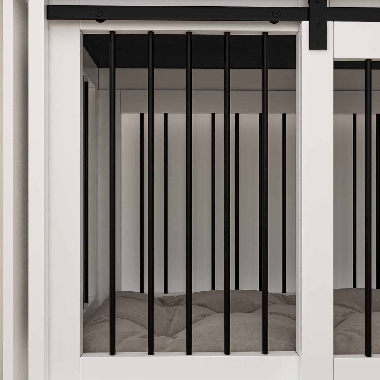 Cage pour chien à porte de grange avec verrou