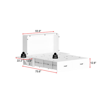 Lit escamotable pliable avec tables de chevet et finition blanche